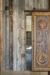 Hand-Carved Yoga Barn Door Solid Mango Wood Custom Made Wooden interior Exterior Doors Front Door Wall Decor