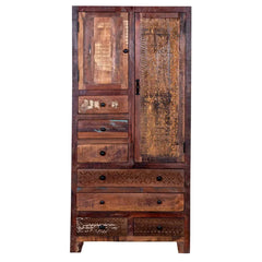 Rustica Solid Wooden Reclaimed Wardrobe Armoire in Rustic White