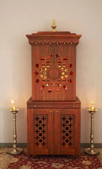 Large Sized Handmade Sheesham Wood Home Temple In Brown