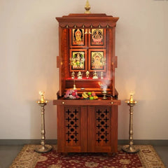 Large Sized Handmade Sheesham Wood Home Temple In Brown