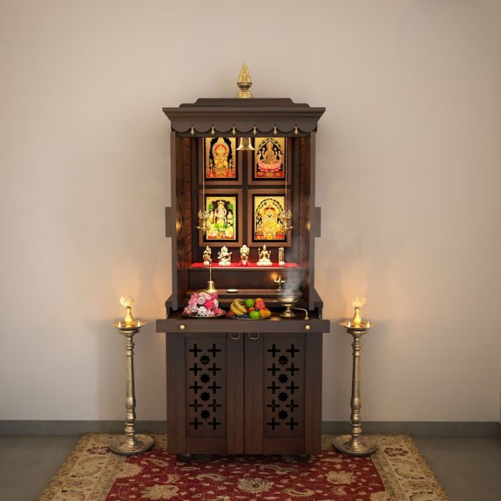 Handmade Traditional Pure brass accented free-standing Home temple