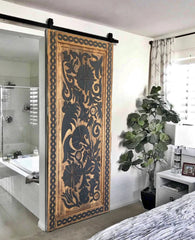 Barn Door Handcarved Solid Mango Wood Custom Built Hand Carved Black Doors