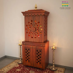 Large Sized Handmade Sheesham Wood Home Temple In Brown