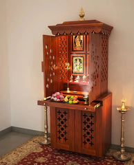 Large Sized Handmade Sheesham Wood Home Temple In Brown