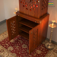 Large Sized Handmade Sheesham Wood Home Temple In Brown