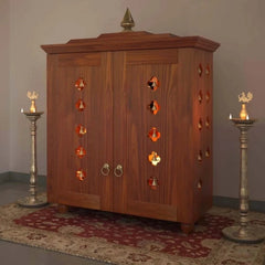 Medium Sized Handmade Sheesham Wood Home Temple In Brown