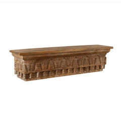 Handmade Home Decor Carved Mango Wood Floating Wall Shelf in Oriental Style