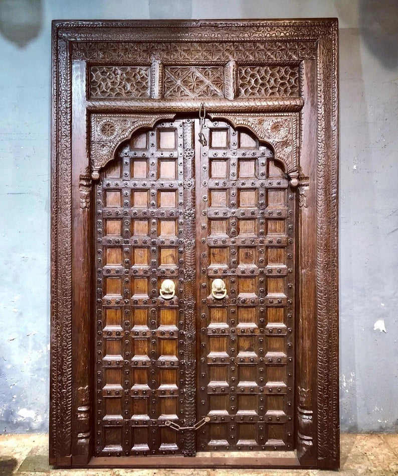 Vintage Antique Style Indian Furniture Solid Hard Wood Entrance Doors