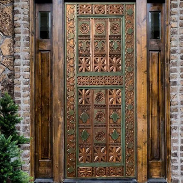 Hand Carved Solid Hard Wood Sliding Hinged Mexican Doors