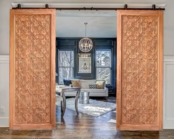 Antique Handmade Carved Custom Built Double or Single Solid Wood Doors