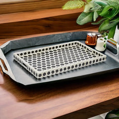 Handmade Furniture Bone Inlay Rectangle Serving Tray Honeycomb pattern