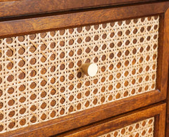 Handmade Rattan Cane Solid Wood Chest of Drawer Four Drawer