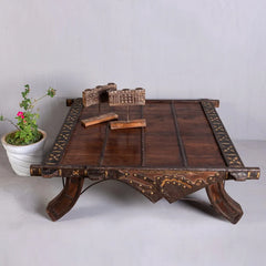 Hand carved Furniture Solid Wood Camel Cart Carved Coffee Table