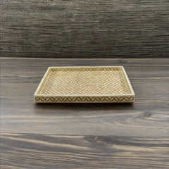 Handmade Furniture Bone Inlay Rectangle Serving Tray Leaf pattern