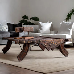 Hand carved Furniture Solid Wood Camel Cart Carved Coffee Table