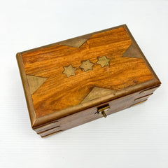 Handmade Decor Wooden Jewellery Trinket Box With Brass Studs