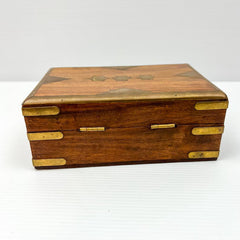 Handmade Decor Wooden Jewellery Trinket Box With Brass Studs