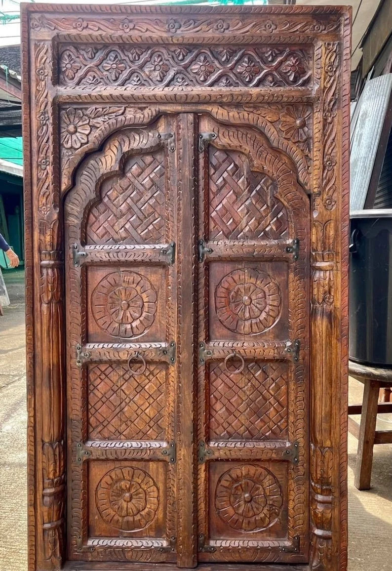 Vintage Antique Style Indian Furniture Solid Hard Wood Entrance Doors