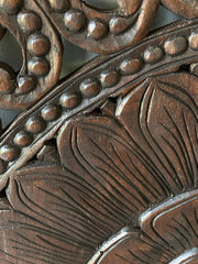 Carved Handmade Mango Wood Wall Hanging Panel in Dark Brown