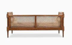 Hand Carved Solid Wood Furniture Rattan Canning Daybed Sofa