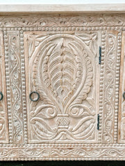 Carved Oasis Hand Carved Solid Mango Wood Wooden 3 Doors Sideboard