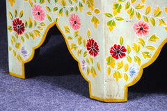 Brush & Timber Handmade Mango Wood Handpainted Hexagonal Coffee Table