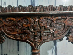 Hand Carved Mango Wood Wall Decor Floating Shelf for Living Room Brown