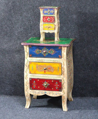 Brush & Timber Handmade Mango Wood Handpainted 3 Drawer Chest Bedside Table