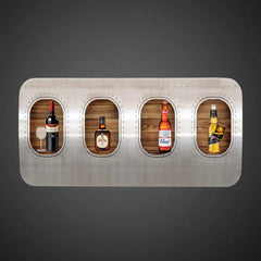 Airplane Window Shelf, Aviation Wall Bar with Rivets, Aircraft Decor, Pilot Gift, Man Cave Bar Display