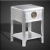 Aviator Aluminum Aviation rivet detail Aviator Aluminum Side Table Nightstand with Drawer and Shelf,