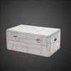 Aviator Riveted Aluminum Coffee Table Trunk with 2 Drawers - Industrial Metal Aviation-Inspired Center Table - Moder Living Room Furniture