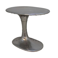 Aviator Aluminum Pedestal Side Table – Riveted Industrial Tulip Accent Table