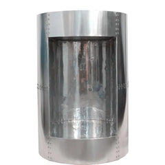 Aviator Bar Cabinet – Industrial Riveted Aluminum Jet Cowling Mini Bar & Wine Display