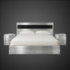 Industrial Aluminum King Platform Bed Frame with Rivet Details and Nightstands - Modern Aviator Bed - Wing-Style Headboard