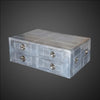 Aviator-Style Aluminum Coffee Table – Industrial Riveted Metal Trunk with 4 Drawers - Handcrafted Modern Metal Center Table
