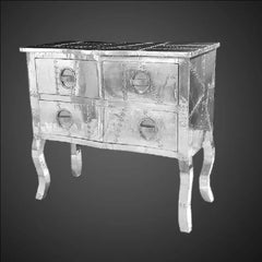 Riveted Aluminum 4-Drawer Chest | Industrial Metal TV Stand & Media Console | Vintage Aircraft Dresser | Aerospace-Inspired Accent Furniture