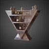 Aviator Metal Home Bar Unit with Shelves, Industrial Aluminum Beverage Station, Handcrafted Riveted Silver Liquor Display