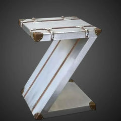 Aviator Industrial Z-Frame End Table – Riveted Aluminum Accent Side Table