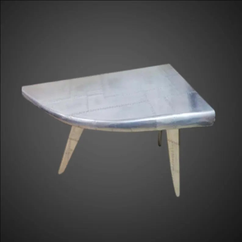 Aviator Wing Side Table – Aluminum Riveted Coffee Table, Industrial Patchwork Metal End Table for Office & Living Room Accent Furniture