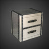 Aviator 2-Drawer Nightstand – Aluminum Riveted Side Table with Leather Handles - Industrial Aviator End Table - Bedside Storage Chest