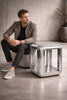 Aviator Polished Aluminum Riveted Side Table – Industrial Spitfire Accent Stool - Modern Metal End Table for Home, Office