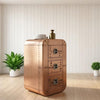 Handcrafted Copper Aviator 3-Drawer Sideboard | Industrial Metal Nightstand with Riveted Aluminum | Vintage Aircraft Inspired Bedside Table