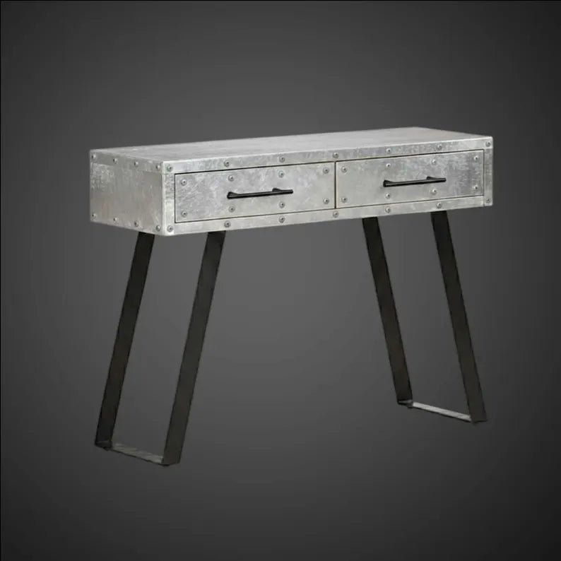 Aviator Console Table, Industrial Aluminum Entryway Table, Hand-Riveted Metal Desk, Mid-Century Aircraft Style Vanity, Spitfire Furniture