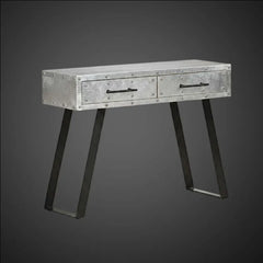 Aviator Console Table, Industrial Aluminum Entryway Table, Hand-Riveted Metal Desk, Mid-Century Aircraft Style Vanity, Spitfire Furniture