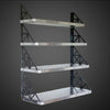 Aviator Industrial Wall Shelf - 4-Tier Aluminum Floating Bookshelf - Hand-Riveted Aircraft Style Storage - Metal Truss Brackets Display Unit