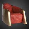 Aviator Brass Finish Spitfire Armchair – Red Leather Industrial Lounge Chair – Riveted Metal Accent Chair – Vintage Aircraft Inspired Chair