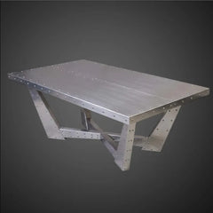 Handmade Aviator Aluminum Coffee Table, Riveted Metal Center Table, Industrial Mid-Century Modern Furniture For Living Room