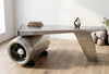 Aviator Turbine Executive Desk | Riveted Aluminum Wing Desk with Jet Engine Base | Industrial Aviation Office Desk | Office Furniture