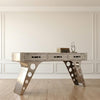 Aviator Console Desk - Industrial Aluminum Riveted Table with 3 Drawers - Wing Metal Writing Desk - Vintage Aviation Inspired Entryway Table