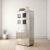 Industrial Aluminum Storage Cabinet – Riveted Metal Tall Bar Cabinet with Glass Display Doors & Drawers